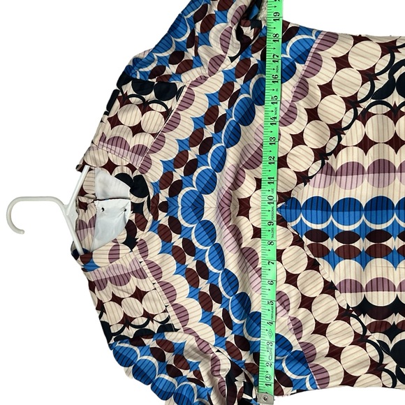 DONNA Morgan Long Sleeve Blue, Brown & Cream Circle Print Mini Dress Size 8 NWT - Picture 6 of 14